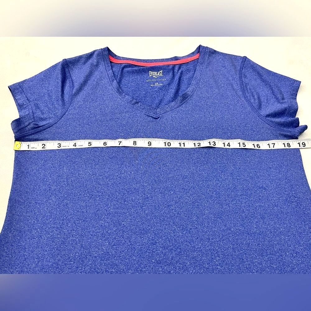 Everlast Blue Top V-Neck T-shirt Women's Polyester + Spandex Short Sleeve Tee - Picture 10 of 14